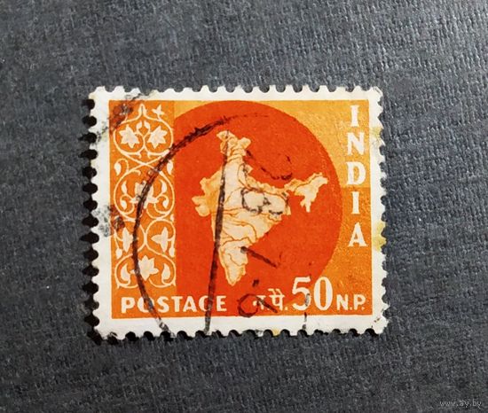 Марка Индия 1957 год Карта