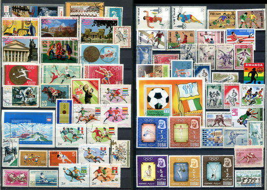 Спорт, Олимпийские игры - 60+ марок и 2 блока - гашёные, MH, MLH. #4-W1-132-C-1