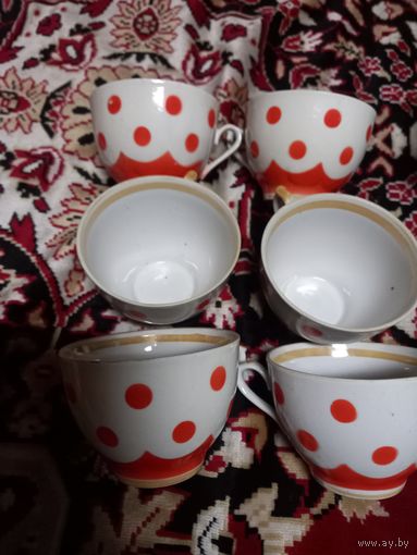 Чашки кофейные 6 шт. Горох Фарфор Городница СССР