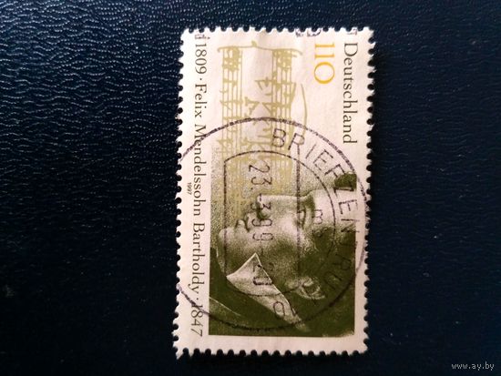 Марка Германии. Композитор Феликс Мендельсон (1809-1847)