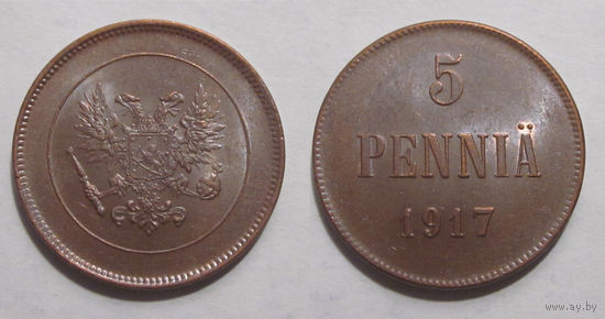 5 пенни 1917 UNC