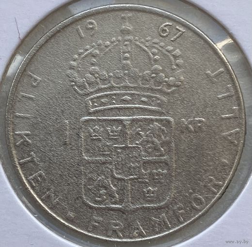 Швеция 1 крона 1967 г. В холдере