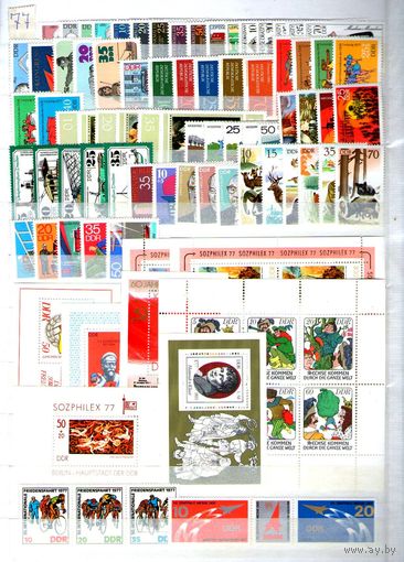 ГДР.Почти ПОЛНЫЙ(не хватает ДВУХ марок!) ГОДОВОЙ КОМПЛЕКТ 1977 года,без наклеек и следов от них!