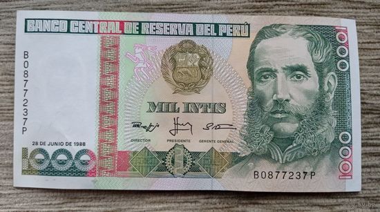 Werty71 Перу 1000 инти 1988 UNC банкнота