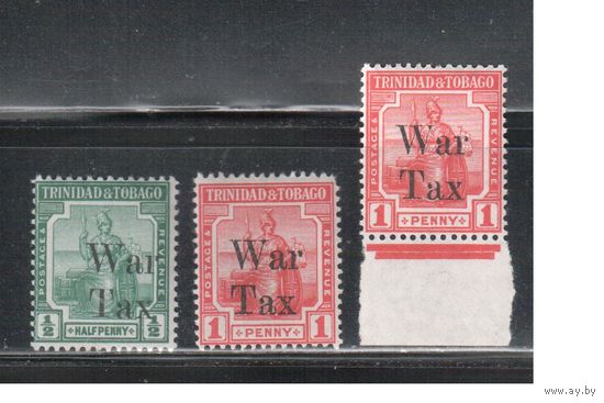 Тринидад и Тобаго-1918,(Мих.91-92а+в)  * ,  Британские колонии,  Стандарт,Надп., Военный налог(полная серия)
