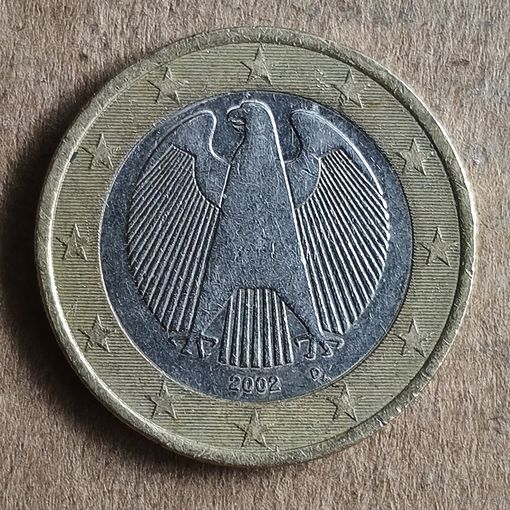 Германия 1 евро 2002 г., отметка мд. "D" - Мюнхен,