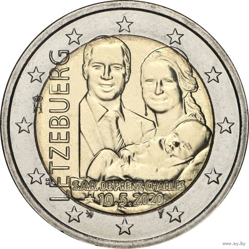 2 евро 2020 Люксембург  Рождение принца Чарльза UNC из ролла