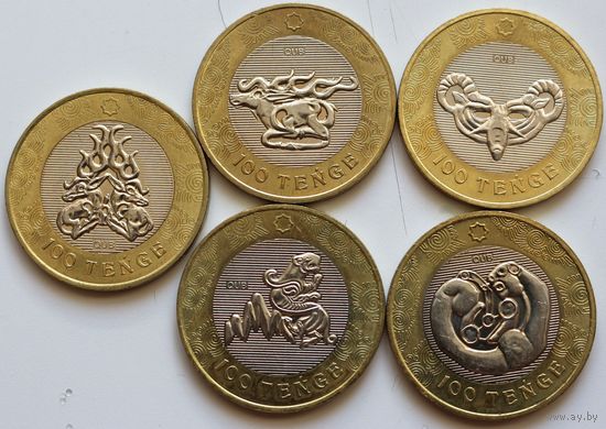Казахстан Набор 5 монет 100 тенге "Сакский стиль" 2022 год