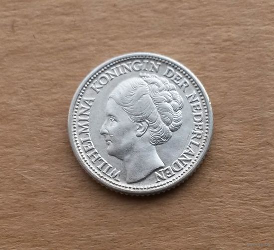 Нидерланды, 25 центов 1944 г., серебро 0.640, Вильгельмина (1890-1948)
