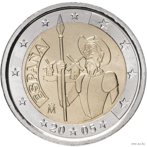 2 евро 2005 Испания Дон Кихот UNC из ролла