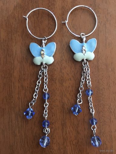 Серьги, эмаль, стразы