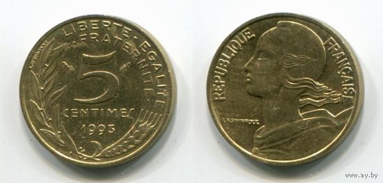 Франция. 5 сантимов (1993, XF)