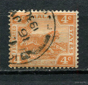 Федеративные Малайские штаты - 1922/1934 - Тигр 4С - [Mi.58] - 1 марка. Гашеная.  (Лот 76Gv)-T4P17