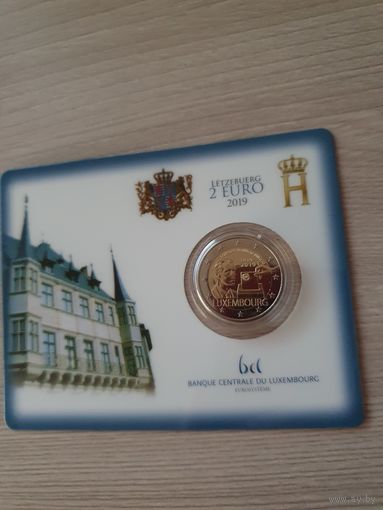 Монета Люксембург 2 евро 2019 100 лет всеобщему избирательному праву в Люксембурге BU БЛИСТЕР