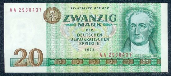 Германия 20 марок 1975 год, серия АА.