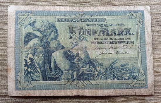Werty71 Германия 5 марок 1904 банкнота