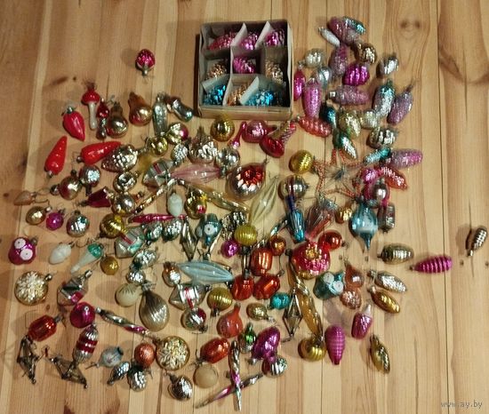 Ёлочные игрушки СССР с рубля..Много с толстым стеклом!