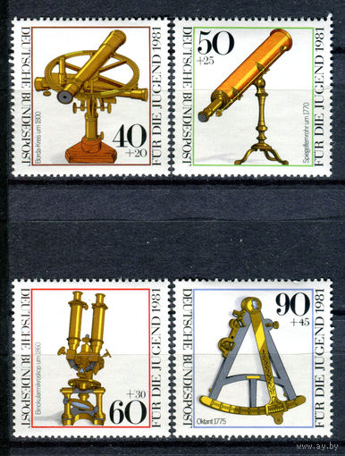Германия (ФРГ) - 1981г. - Оптические инструменты - полная серия, MNH, одна марка с отпечатками [Mi 1090-1093] - 4 марки