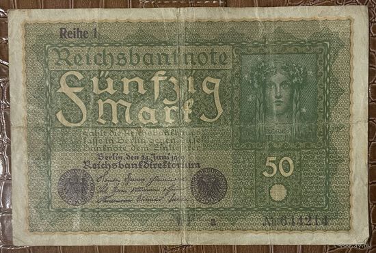 Банкнота 50 марок 1919 год. Веймарская республика.