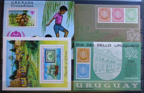 УРУГВАЙ- Почтовое дело 2 Блока б/з 1972 ГРЕНАДА ЛИБЕРИЯ\556\ 4 блока MNH