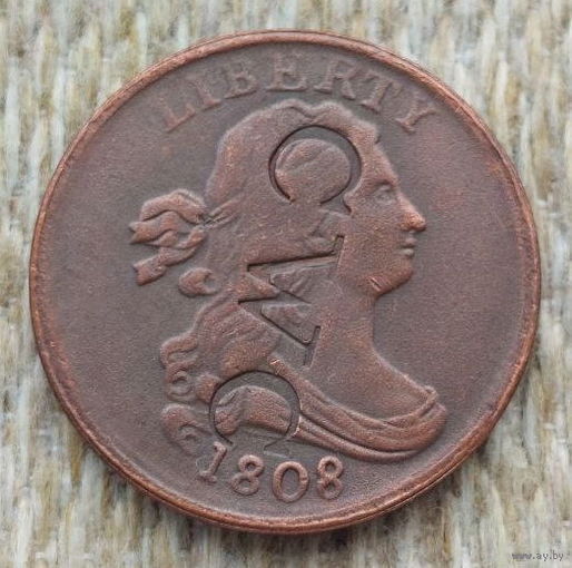 США 1/2 цента 1808 года. Надчекан CWC. Предложи свою цену или обмен!