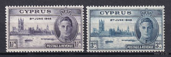 48.BrKS. Великобритания. Колонии. Кипр. Победа во Второй Мировой Войне. Георг VI. 1946 г. Полная серия. Mi.##155-156.