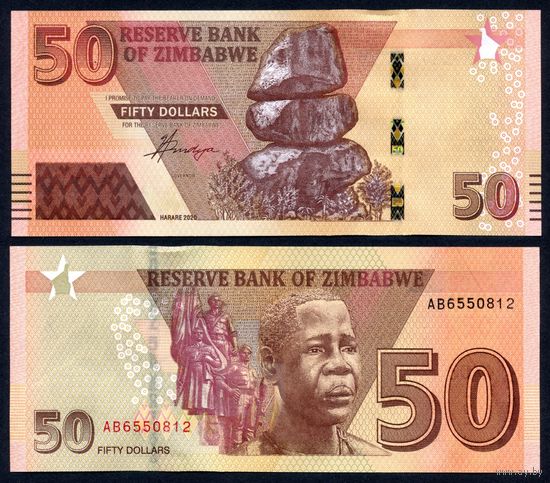 Зимбабве 50 долларов 2020 г. (P-W103, UNC)