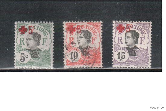 Индокитай-1915,(Мих.66-68)  * ( 1 м -гаш.) ,  Французские колонии,  Стандарт,Надп.,Красный Крест