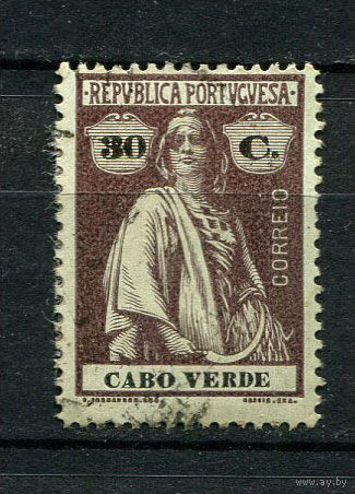 Португальские колонии - Кабо-Верде - 1914/1921 - Жница 30C - [Mi.153Ax] - 1 марка. Гашеная.  (Лот 101BK)