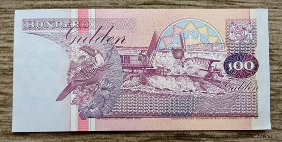 Werty71 Суринам 100 гульденов 1998 аUNC банкнота