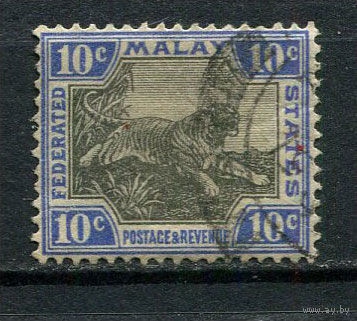 Федеративные Малайские штаты - 1922/1934 - Тигр 10С - [Mi.64] - 1 марка. Гашеная.  (Лот 77Gv)-T4P17
