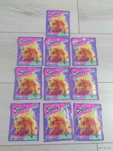 10 пачек наклеек Sindy по 6 вкладышей в каждой. Оригинал из 90х