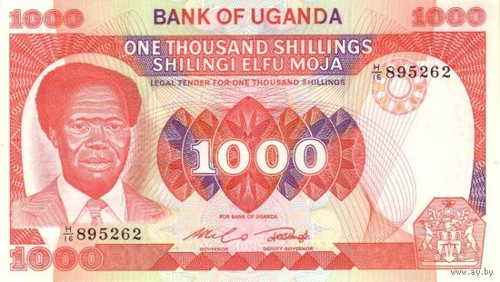 Уганда 1000 шиллингов образца 1983 года UNC p23 редкая