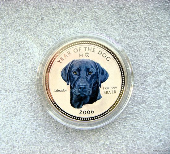 3000 риелей 2006 Камбоджа. Год Собаки. Лабрадор. Цветная. Восточный гороскоп. Серебро 999