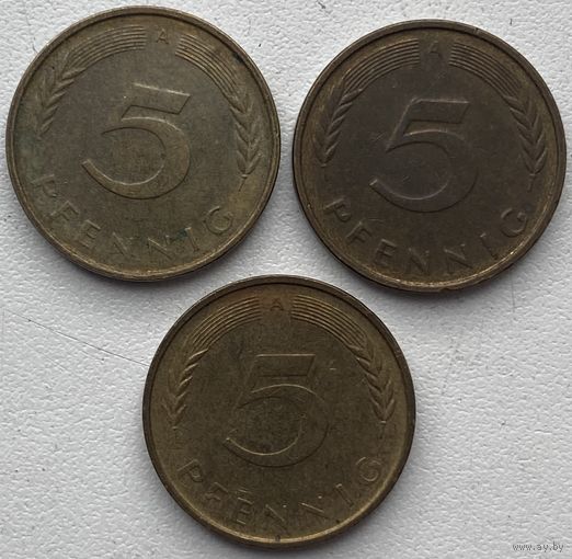Германия 5 пфеннигов 1991 г. А. Цена за 1 шт.