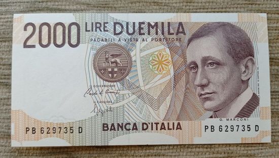 Werty71 Италия 2000 лир 1990 UNC банкнота