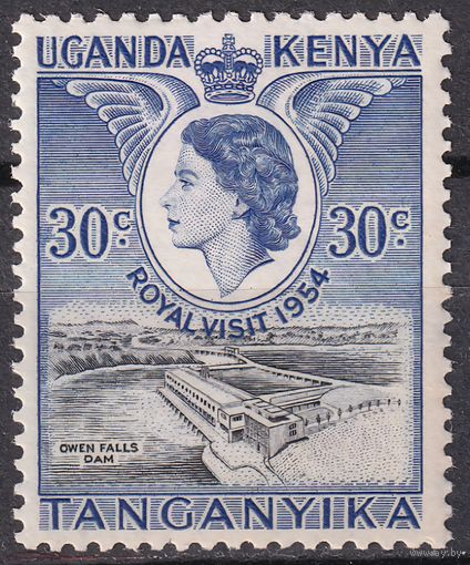 249.BrK. Великобритания. Колонии. Кения, Уганда и Танганьика. Елизавета II. Королевский визит. 1954 г. 30c. Mi.#91