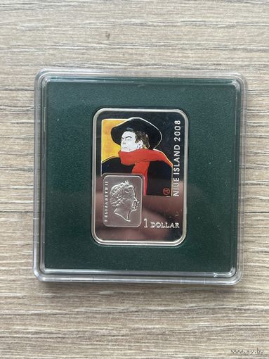 Серебряная монета номиналом 1 доллар, выпущенная Ниуэ в 2008