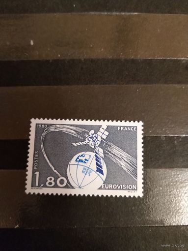 1980 Франция космос Евровидение искусство культурачистая клей MNH выпускалась одиночкой 4-6
