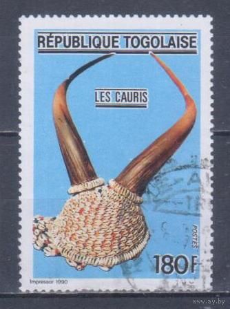 [1723] Того 1990. Культура Африки.Головной убор из раковин каури. Концовка серии.Гашеная марка.