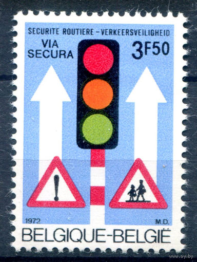 Бельгия - 1972г. - безопасность дорожного движения - 1 марка - полная серия, MLH [Mi 1671]. #2-Be-38-B-2
