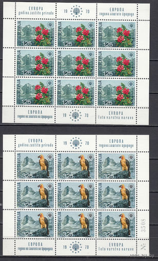 Флора и фауна. Орел и цветы. Югославия. 1970. 2 малых листа. Michel N 1406-1407 (110,0 е).