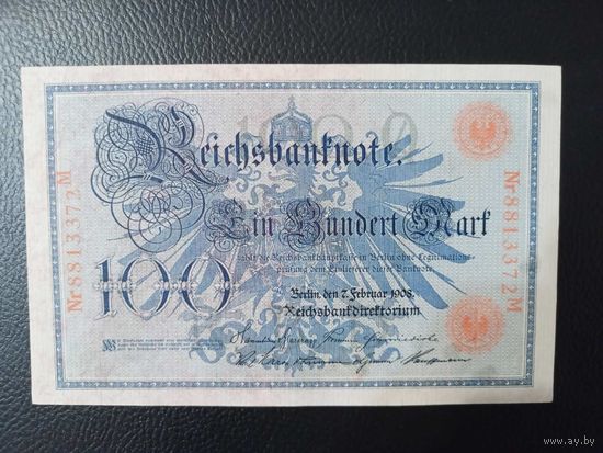 100 марок 1908г Германия AU
