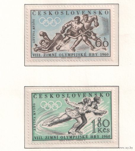 Чехословакия-1960,(Мих.1183-1184)  ,  **  , Спорт, Зимняя ОИ-1960, (полная серия),