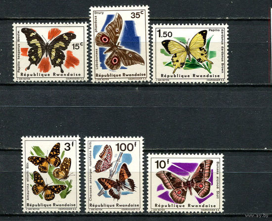 Руанда - 1966 - Бабочки - [Mi. 147-152] - полная серия - 6 марок. MNH.  (Лот 89Gu)-T4P12