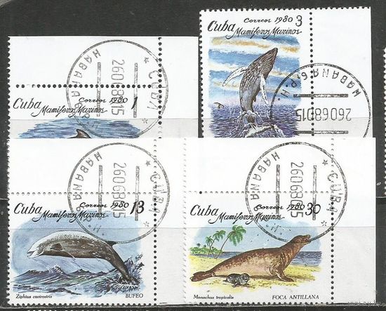Куба. Морские животные. 1980г. Mi#2483-86. Серия.