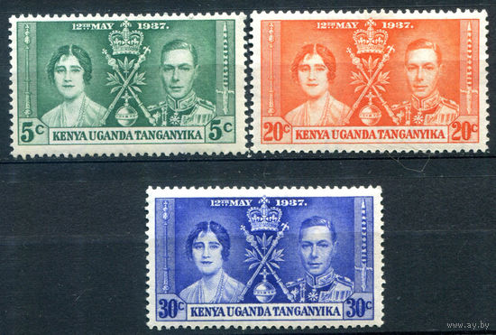 Британские колонии - Кения, Уганда и Танганьика - 1937г. - коронация короля Георга VI и королевы Елизаветы - 3 марки - полная серия, MNH [Mi 49-51]. #2-Bc-50-A-1