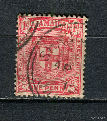 Британские колонии - Ямайка - 1906 - Герб 1P - [Mi.49] - 1 марка. Гашеная.  (Лот 57FF)-T25P5