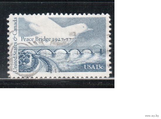 США-1977, (Мих.1309) , гаш.  , США-Канада, Мост дружбы(одиночка),