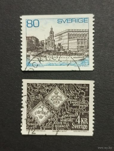 Швеция 1971. Лодка Ваксхольма и старая шведская монета. Полная серия